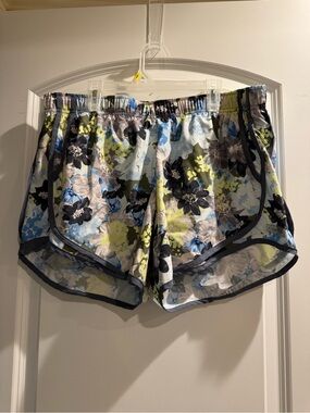 Calvin Klein Floral Athletic Shorts — Blue, Lime & Gray